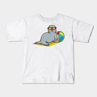 Seal at Sunbathing with Water polo & Sunglasses Kids T-Shirt